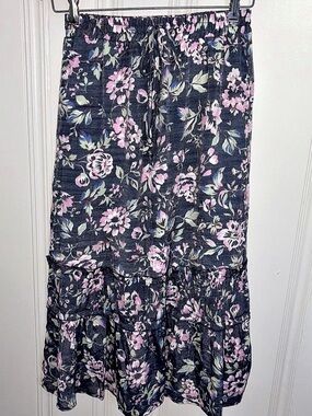 Classic Concepts Floral Maxi Skirt in Blue & Pink Size Small